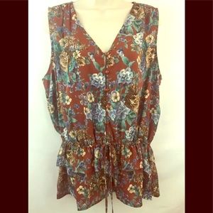 COPY - Pleione Sleeveless Ruffle Peplum Top Sz XL…